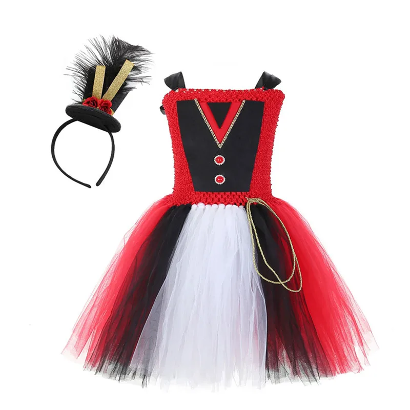 Dress with Headwear Детское красное платье-пачка в британском стиле для девочек праздничное платье из тюля для девочек на день рождения детское рождественское праздничное платье, комплект с шляпка для официальных мероприятий - Цвет: Dress with Headwear