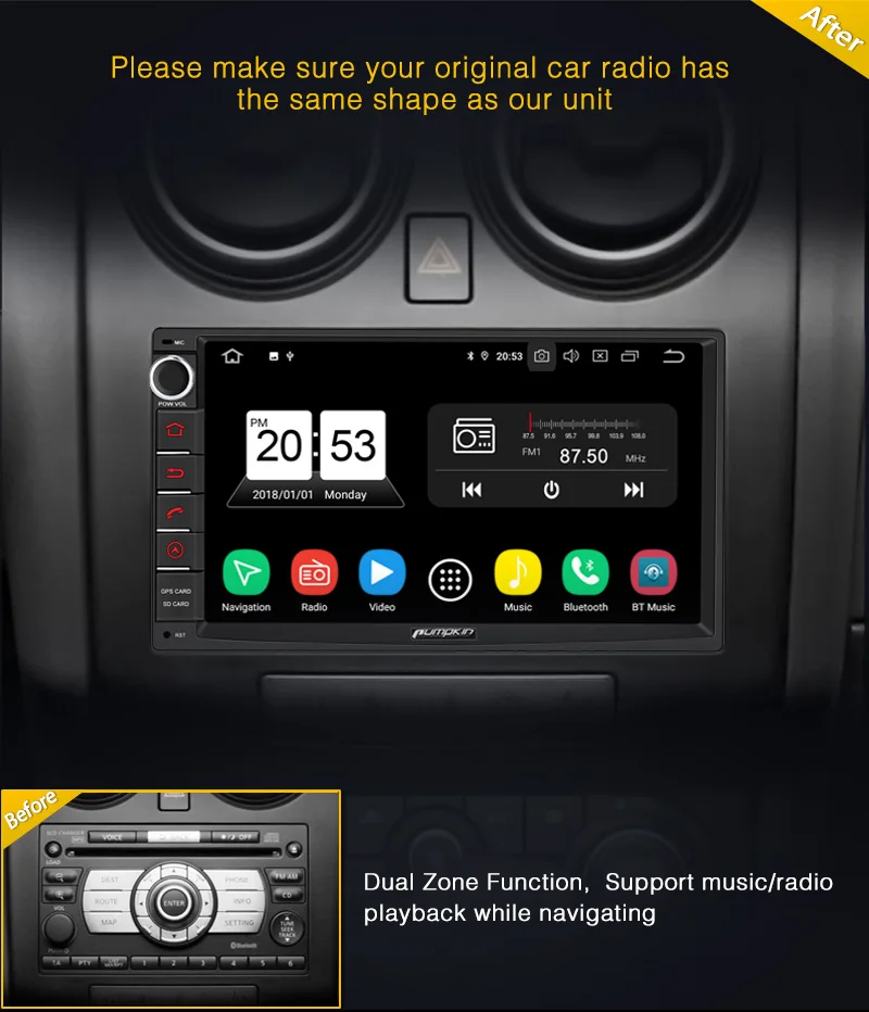 Тыква 2 Din 7 &quotУниверсальный Android 9 0 GPS автомобильный Радио Аудио плеер без DVD