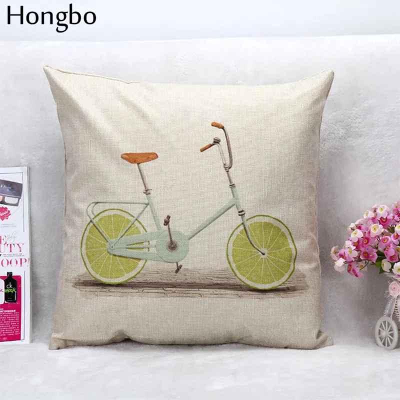 Хунбо 1 шт. хлопок лен наволочки прохладно летом фрукты велосипед Show декоративные