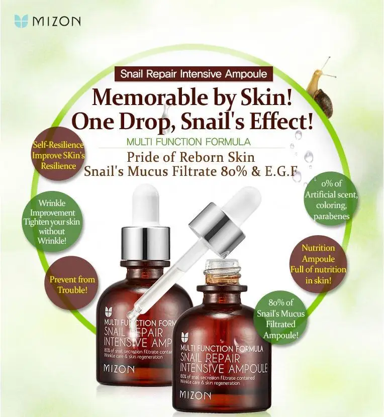 MIZON Snail Repair, интенсивный Ампульный образец, 20 шт., крем для лица, сыворотка, увлажняющий, против морщин, Repair Snail Cream, корейская косметика