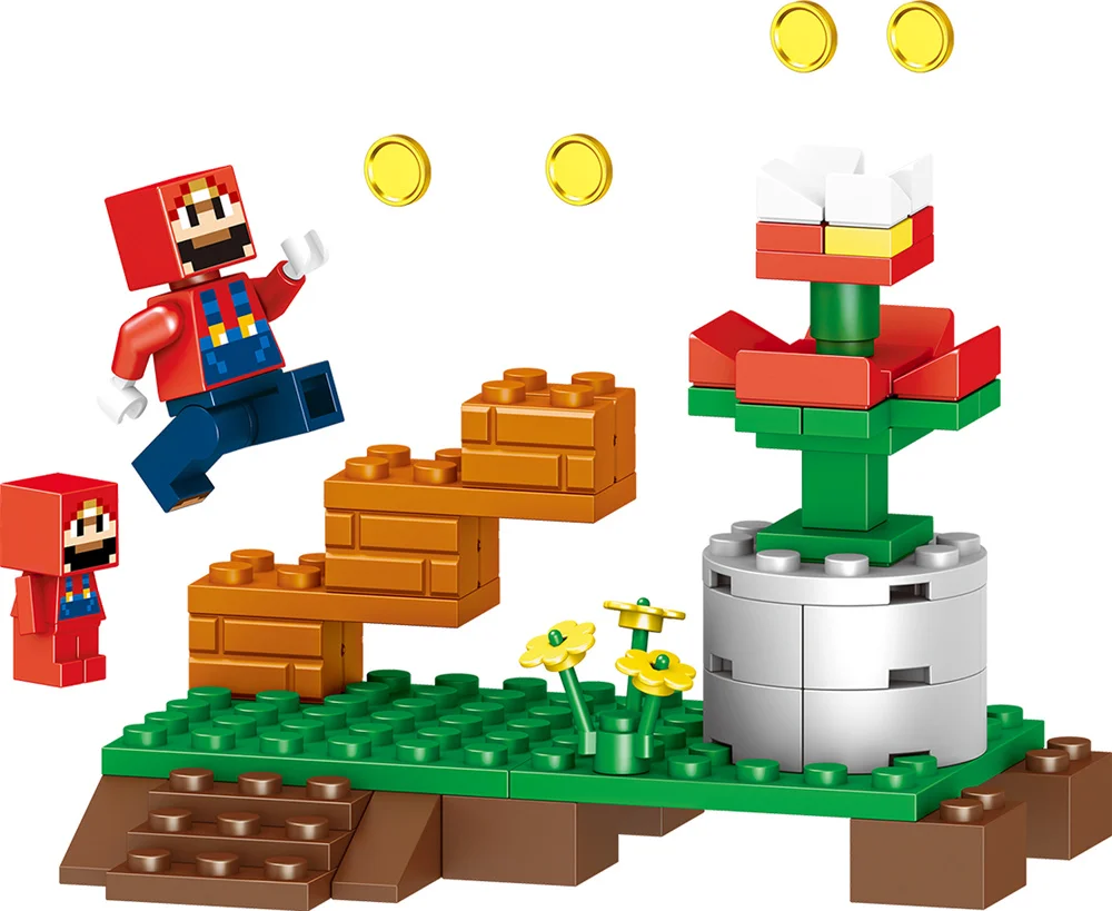 LELE/блоки 33138 мой мир Супер Марио пейзажи 4 в 1 собраны игрушки детские блоки DIY для