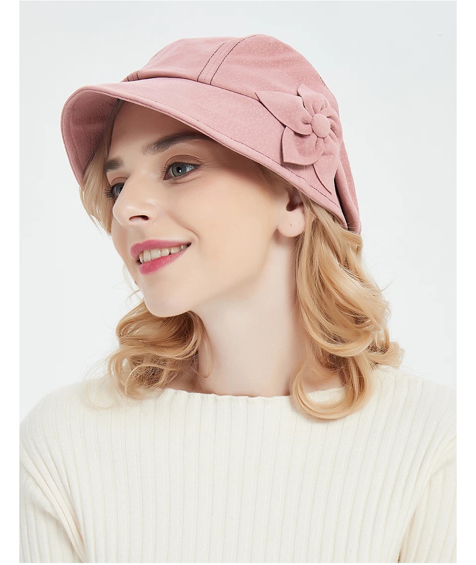 Beret round face winter octagonal hat female holiday vacation wild pink hat female hat sunshade face cap