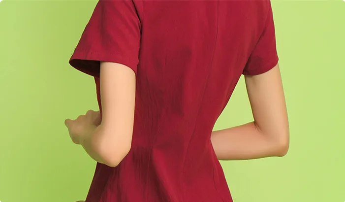 SWEETXUE Red Elegant Cheongsam Summer Sress Vintage Stand Collar Buckle Solid Color Midi Dresses Women Vestidos Femme