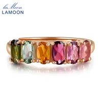 lamoon 100 real natural 6pcs 1 5ct oval multi color tourmaline ring 925 sterling silver jewelry with s925 lmri005