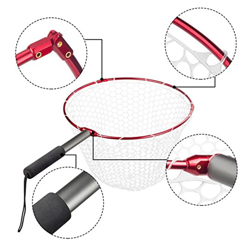 TOPIND 3PCS Folding Aluminium Alloy Hoop and Collapsible Fishing Handle Portable Net for Angling Fly fishing | Спорт и развлечения