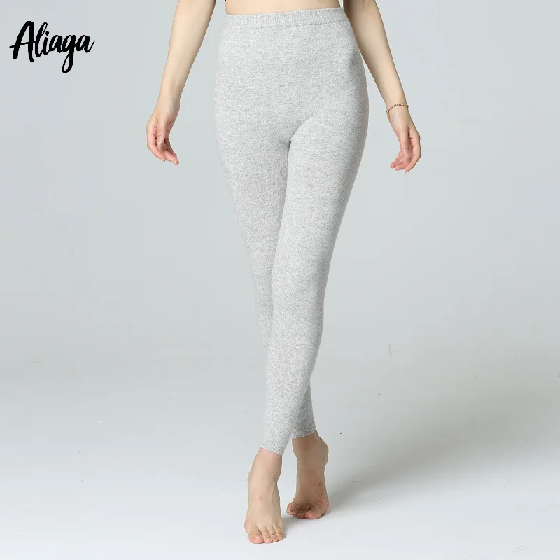 

New 100% Pure Cashmere Leggings Ladies Winter Women Cashmere Pants Knitted Thick Slim Bodybuilding Sexy Woman Solid Pants