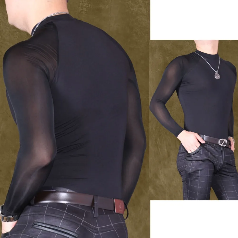 Прозрачные сексуальные боди из модала и шелка со льдом черные футболка с длинным