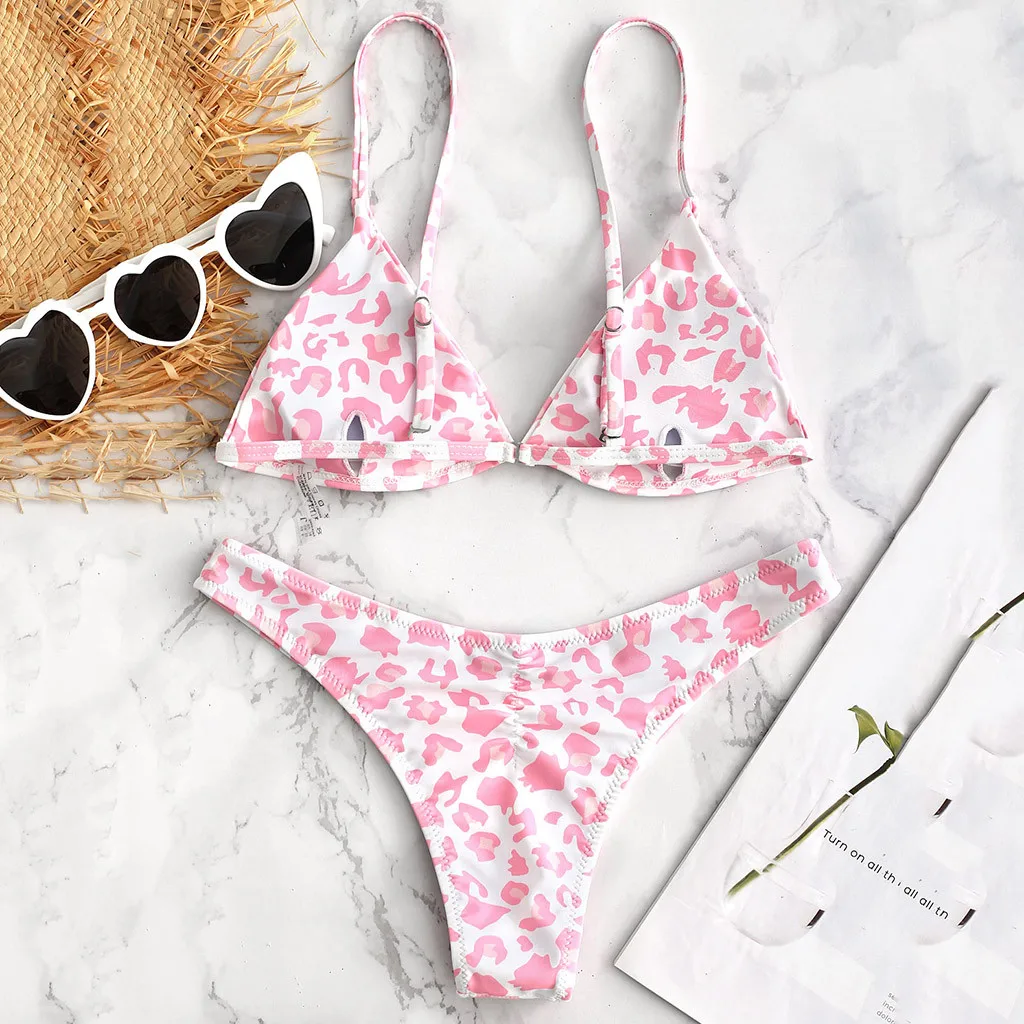 Бикини 2020 сексуальный женский леопардовый пуш-ап мягкий бюстгальтер пляжный