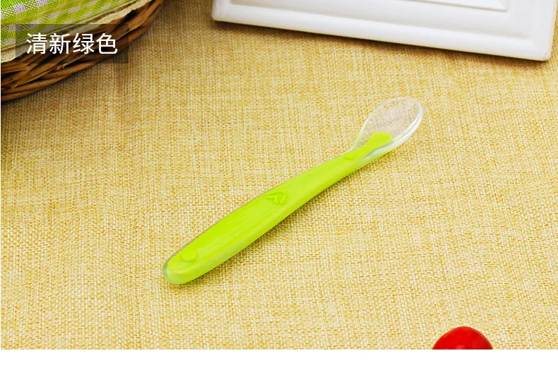 Детская ложка и вилка с датчиком температуры, безопасная силиконовая посуда для кормления, посуда для кормления, ложка для кормления, посуда