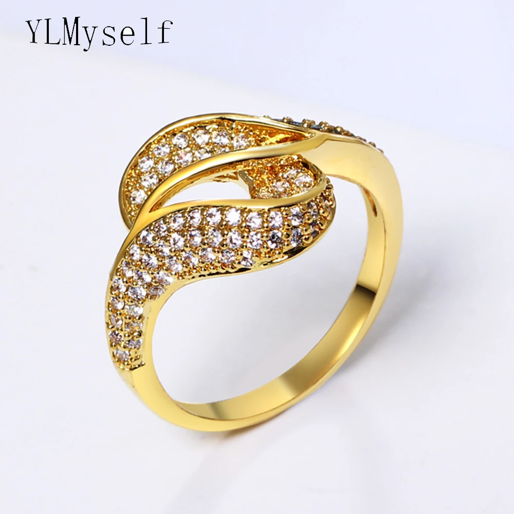 Купи Elegant finger ring jewellery OL Lady jewelry White and Gold color pave tiny AAA Cubic Zirconia crystal Rings за 563 рублей в магазине AliExpress