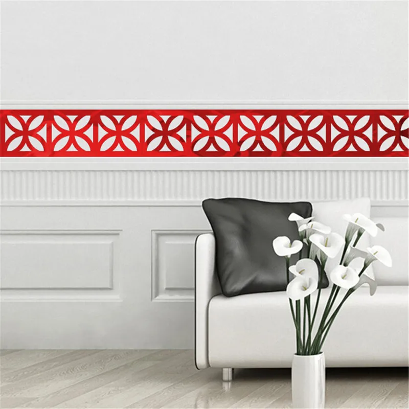 Квадратная линия талии Baseboard зеркальный фон настенные наклейки ТВ настенные стикеры трехмерные декоративные аксессуары для дома