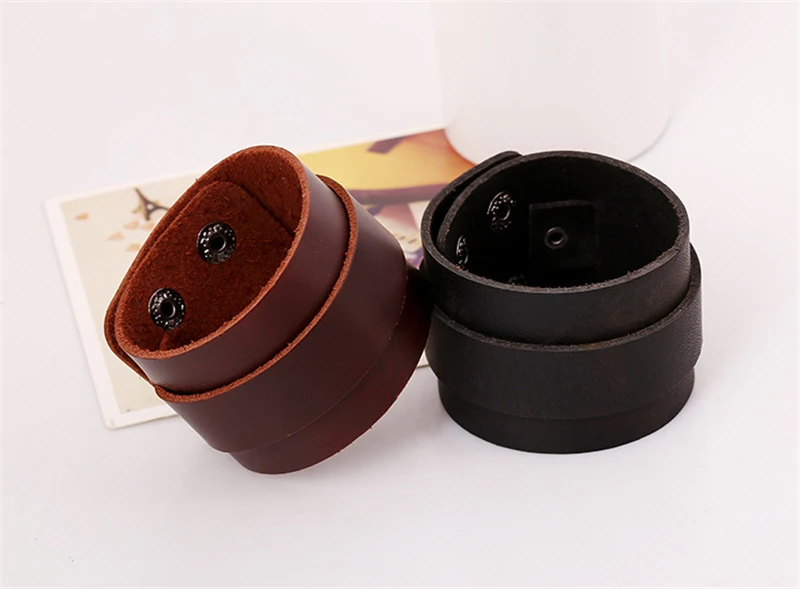 JINSE 2017 Fashion Genuine Men Leather Bracelets Brand Punk Wide Cuff &amp Bangle For Jewelry Accessory HQ081 | Украшения и