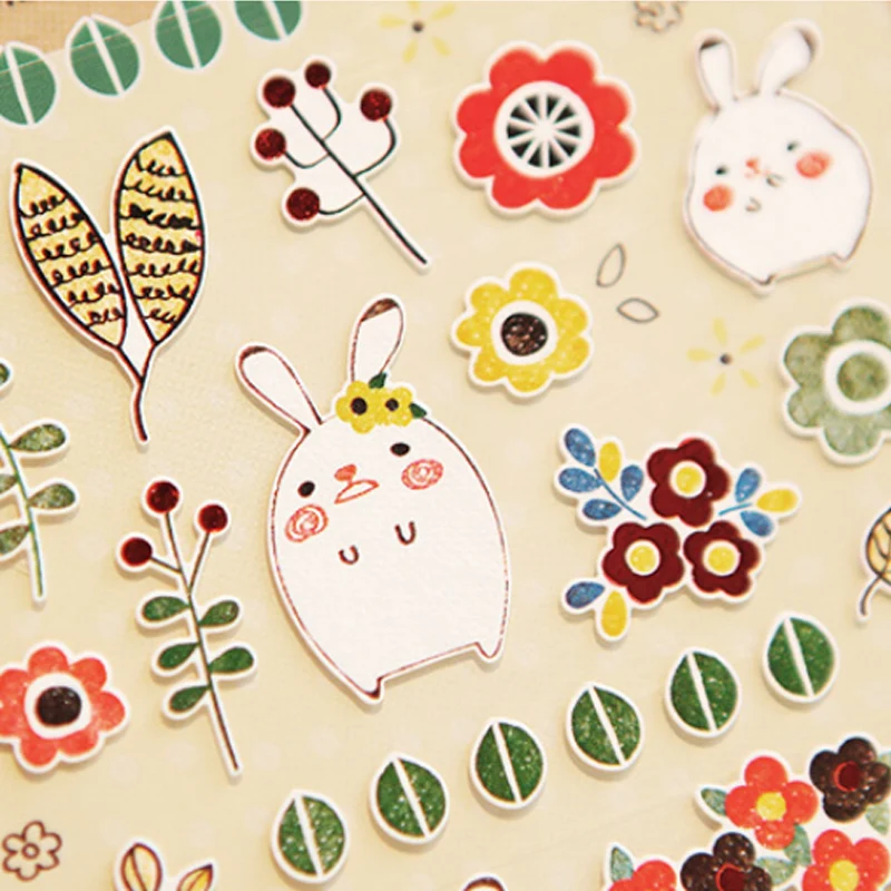 Cute White Black Rabbit Series Sticker Label Stickers Decorative Stationery Scrapbooking DIY Diary Album | Канцтовары для офиса и