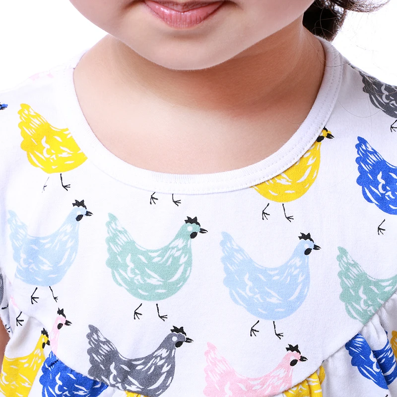 Оптовая продажа бутиковое платье из курицы модное Хлопковое с коротким рукавом