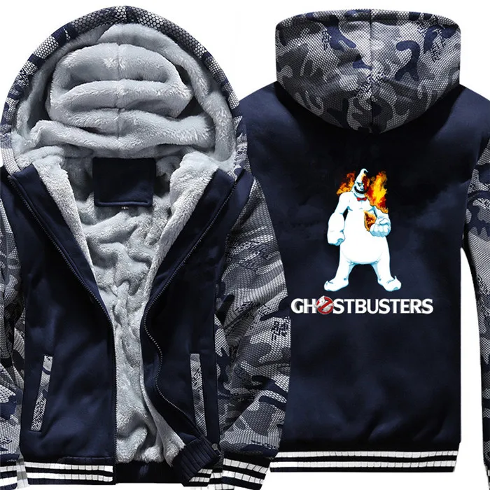 Ghostbusters Hoodie Winter Casual Super Warm Coat Thicken Warm Zipper Hooded Casual Sweatshirts for winter
