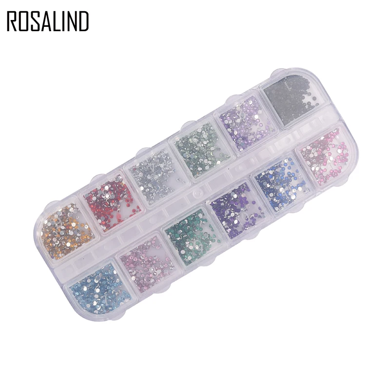 ROSALIND 2 мм микс 12 видов цветов украшения для ногтей круглые цветные камень с