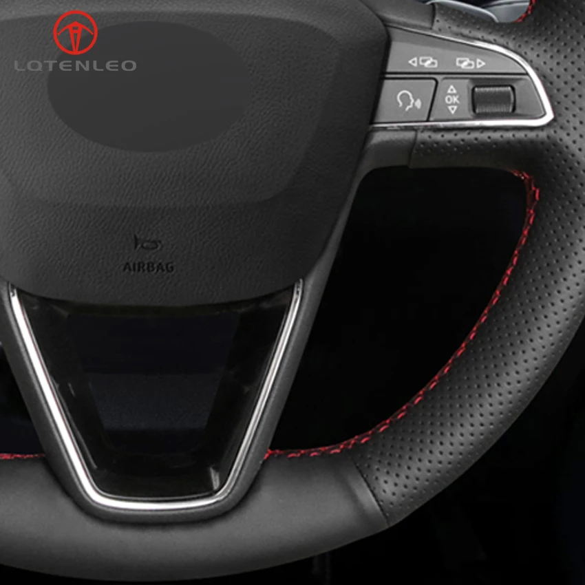 LQTENLEO черный PU искусственная кожа автомобильный чехол на руль для сиденья Leon 5F Mk3 2013- Ibiza 6J Arona Alhambra