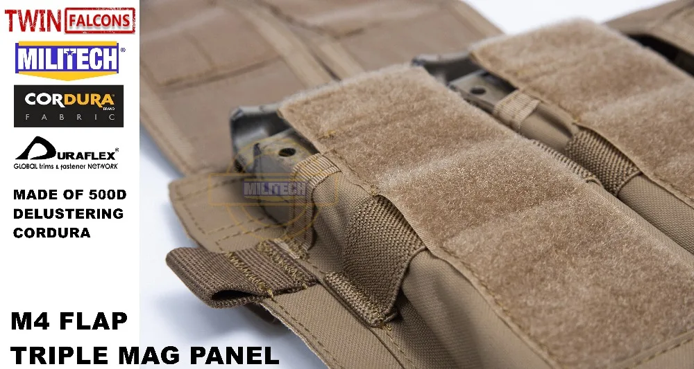 MILITECH TWINFALCONS TW Delustered Cordura Crye CP Съемный клапан тройной M4 Mag Чехлы панель для AVS CPC JPC 2,0 FCSK 2,0