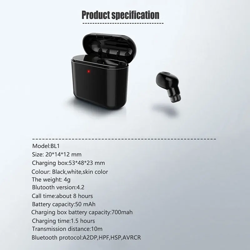 BL1 mini single ear invisible Bluetooth headset Earphones True Wireless Earbuds for huawei xiaomi samsung Driving sport earphone |