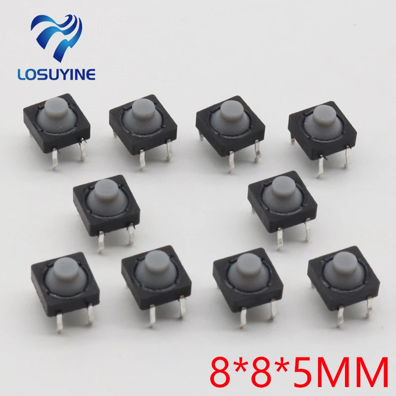 

20pcs/lot 8x8x5MM 4PIN G77 Conductive Silicone Soundless Tactile Tact Push Button Micro Switch Self-reset Free Shipping