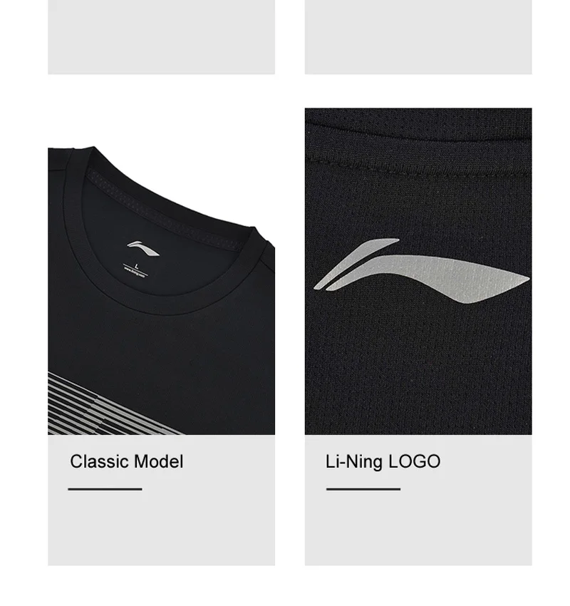 Li-Ning, мужская тренировочная серия, футболка, обычный крой, короткий рукав, полиэстер, подкладка, дышащая, Спортивная футболка, ATSP043 MTS3031