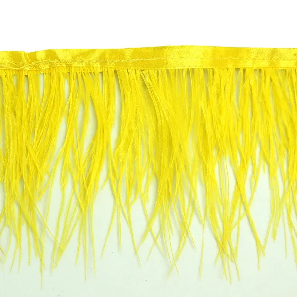 Yellow 1 м/лот лента из натурального страусиного пера 8-10 см обрезки страусовых перьев для украшения свадебного платья аксессуары для одежды DIY - Цвет: Yellow