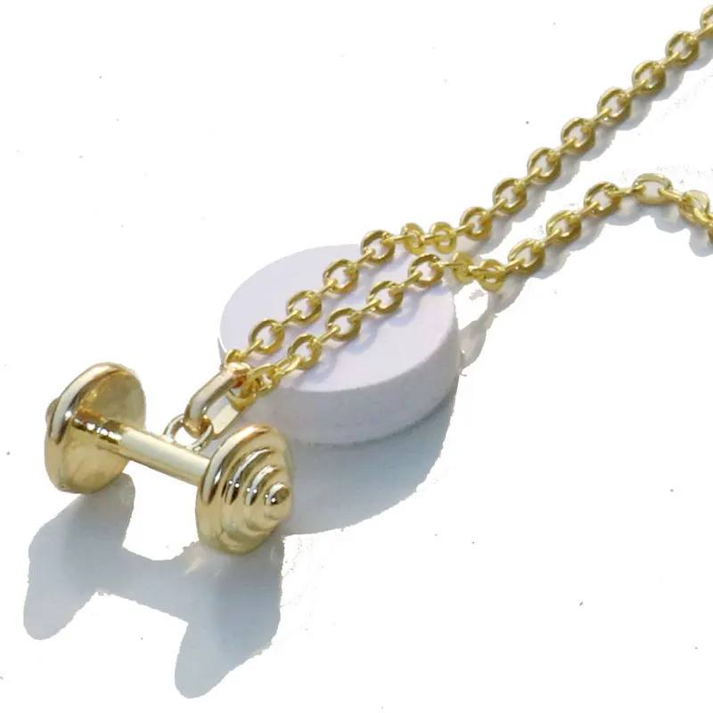 Ожерелье с гантелями фитнес-Ожерелье &quotгантель&quot золотого цвета для снижения