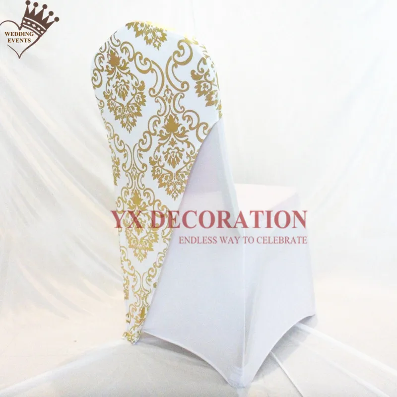 

New Design Metalic Chair Cap Cover Bronzing Chair Hood For Banquet Wedding Chair Cover Decoration