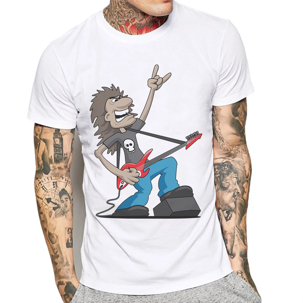

Hot Sale Men T Shirt Fashion Cotton Short Sleeve O Neck T-Shirt Guitar Rock Printing Hip Hop Tees Mens Shirts Playeras De Hombre