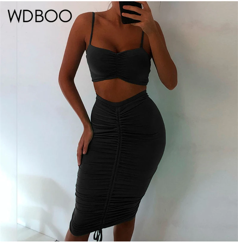 Женский комплект из 2 предметов WDBOO осенне-зимний удобный с юбкой и рюшами