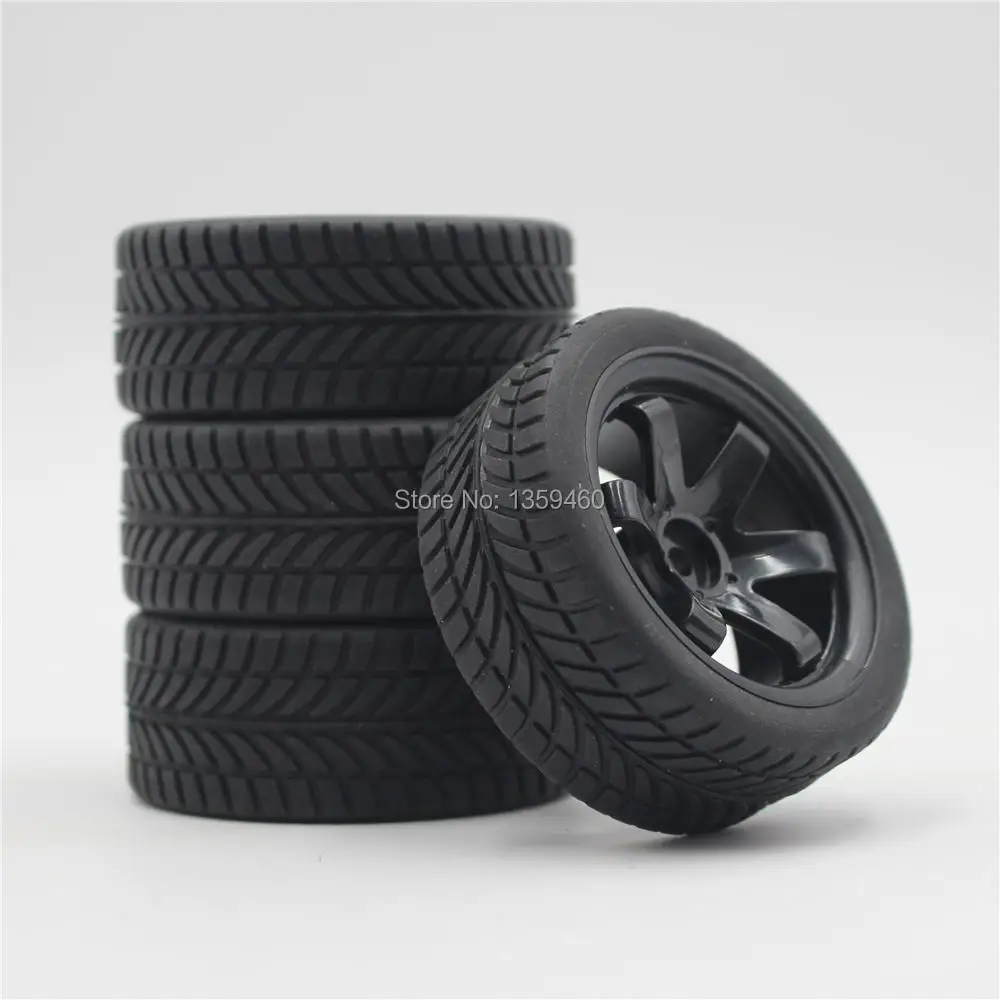 4pcs 1/10 RC Soft Rubber Touring Tire Tyre Wheel Rim W6SNK(Black) 3/6/9mm Offset for 1:10 Car 10005+21012 | Игрушки и хобби