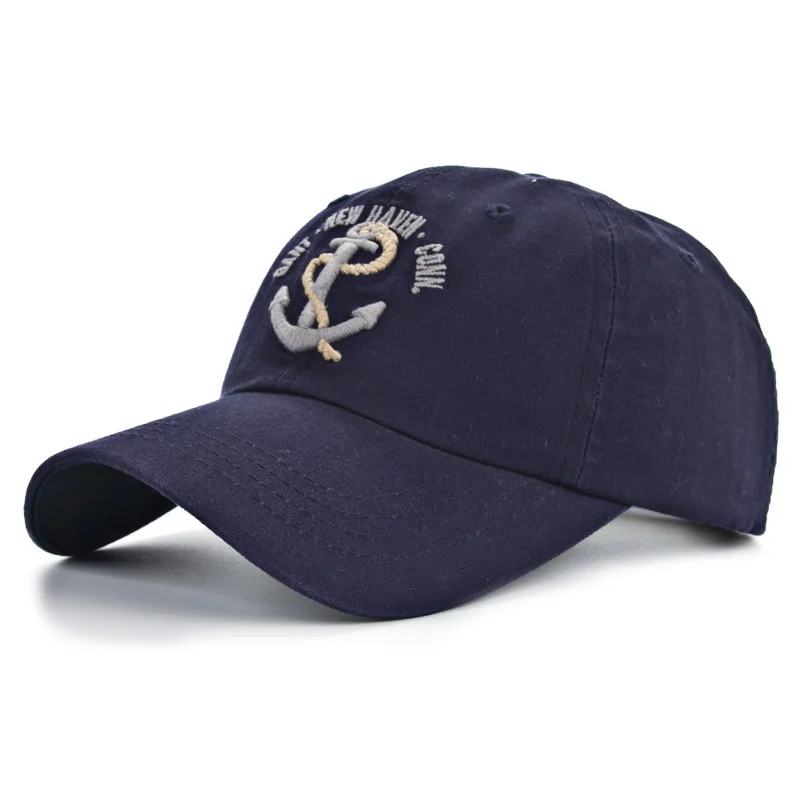 Navy Blue Новое поступление, хлопковая бейсбольная Кепка Gorras с якорем, винтажная Повседневная Кепка, бейсболка с регулируемой застёжкой, фирменная Новинка для взрослых, B334 - Цвет: Navy Blue