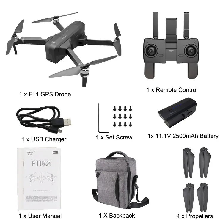 SJRC F11 GPS 5G WiFi FPV follow me 1080P Дроны с камерой HD складной бесщеточный Радиоуправляемый