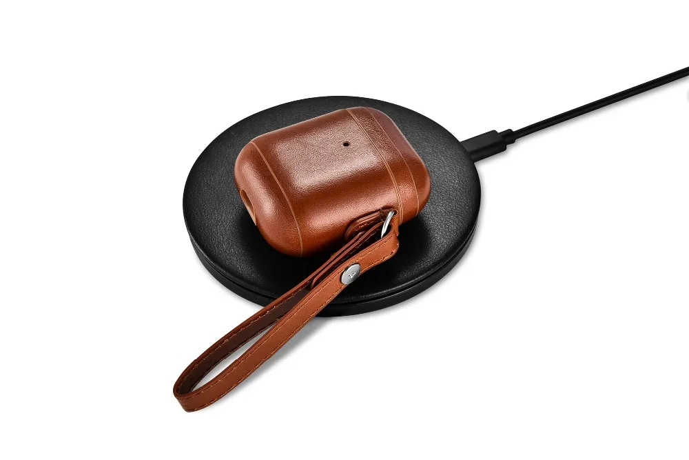 Geniune кожаный чехол для Airpods чехол s Для Air Pods Earpods защитный чехол для наушников с ремешком для iphone