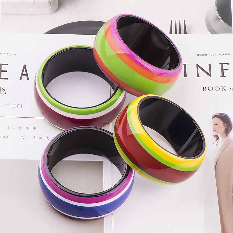 GuanLong Brand Design Colorful Stripe Resin Bangles For Office Ladies Fashion Bangle Bracelet Jewelry Wholesale | Украшения и