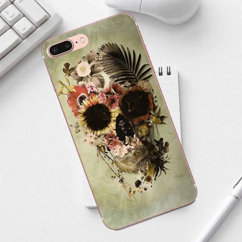Аксессуары для телефона чехол сахарный череп Цветочный Цветок iPhone 4 4S 5 5C SE 6 6S 7 8 Plus