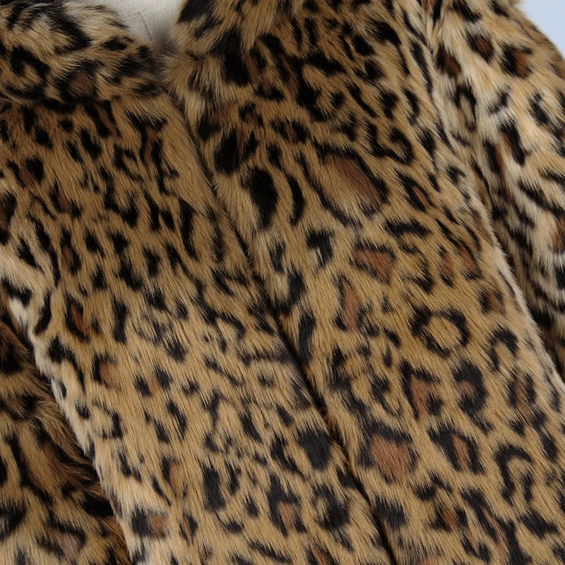 

Fashion Women X-Long Faux Fur Leopard Hooded Coat Jacket Gilet Pelliccia Winter Fur Coats Veste Fourrure Plus Size 2XL 6Q2112