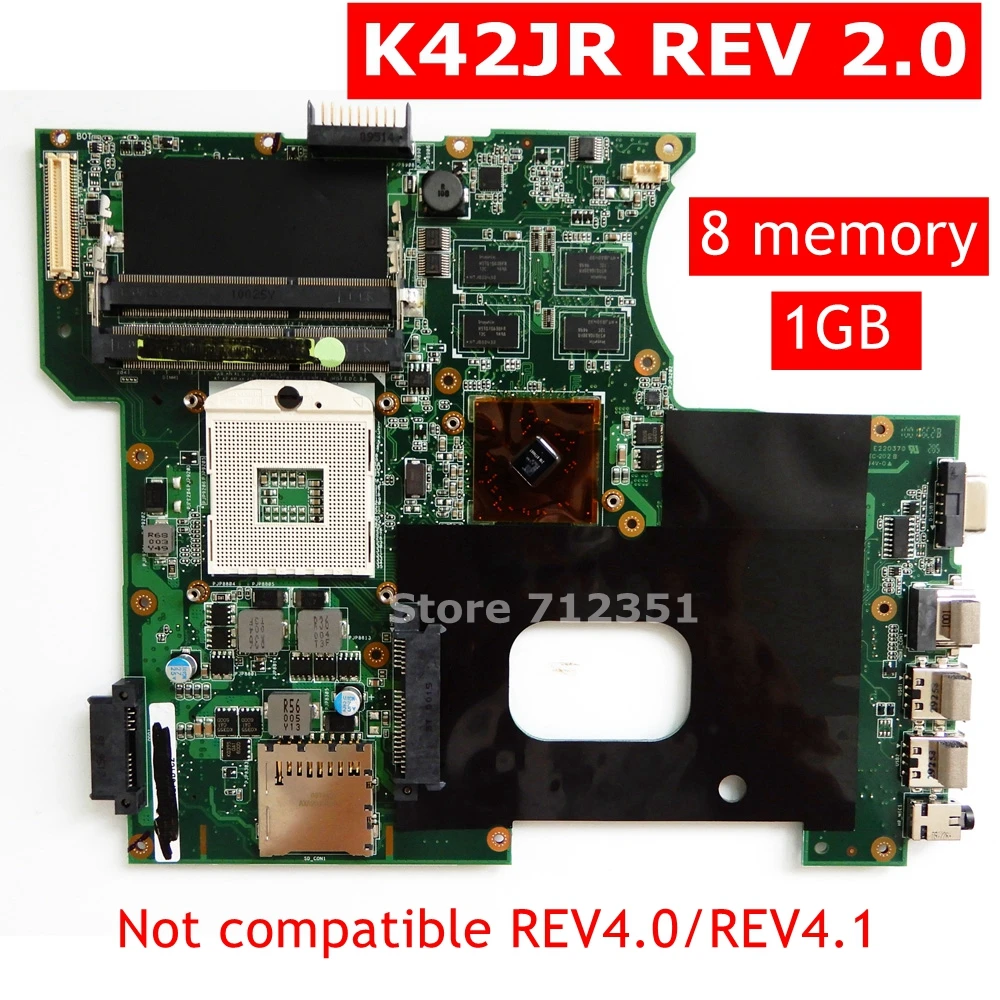 Материнская плата K42JR REV 2 0 для ASUS A42J X42J K42J K42JK K42JE K42JZ K42JY материнская ноутбука 1 Гб