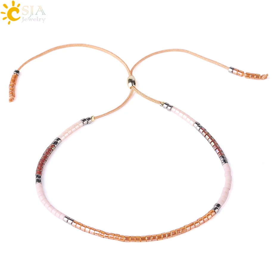 CSJA Pulseira Feminina Романтический браслет из бисера Miyuki Delica богемные очаровательные