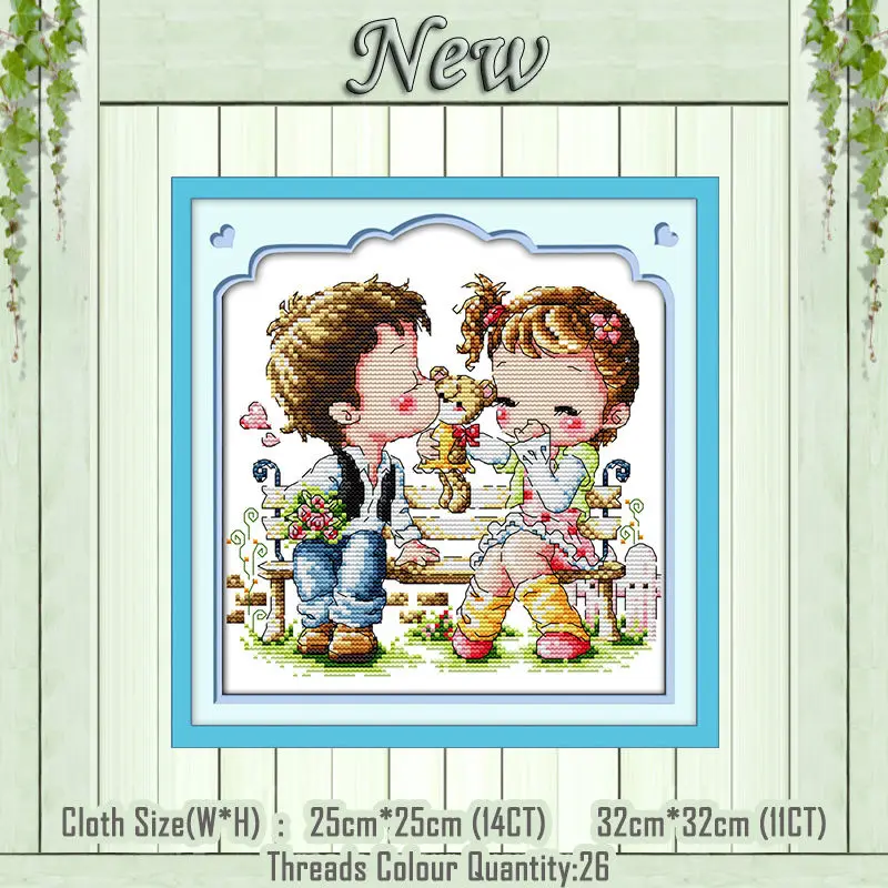Lovers Partner Свадьба Фея поцелуй картины Счетный напечатанный на холсте DMC 14CT 11CT вышивка крестиком наборы для вышивания - Цвет: lovers 54