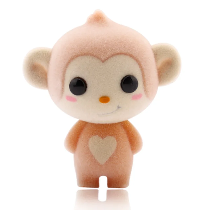 Cute Furry Monkey Flocking Dolls Toy Mini Animals Toys Car Home Decoration Chinese Zodiac for Kid Gift Figures | Игрушки и хобби