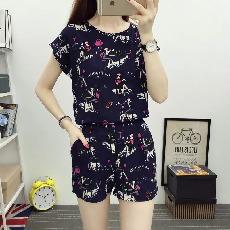 Женский Повседневный офисный костюм шифоновый топ с круглым вырезом и коротким