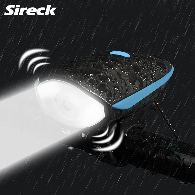 Велосипедный светодиодный фонарь Sireck водонепроницаемый с USB зарядкой на руль 2 в 1