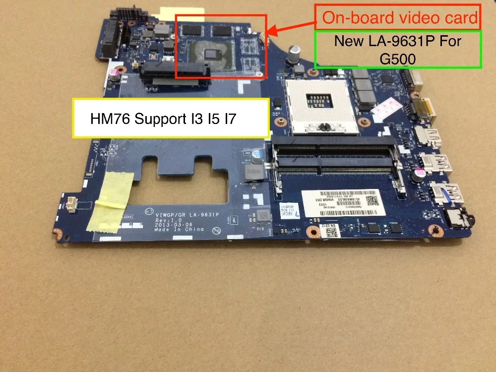 100% новая VIWGP/GR LA 9631P REV1.0 материнская плата для lenovo G500 ноутбука с HD8570 GPU|viwgp/gr la-9631p|rev