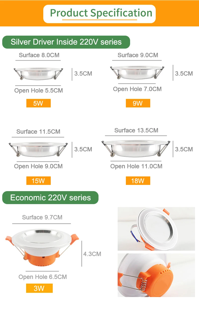 Kaguyahime светодиодный светильник 1pc / 4pcs 3W 5W 9W 15W 18W 220V круглые светодиодные лампы Панель свет пятна освещения Алюминий ламп