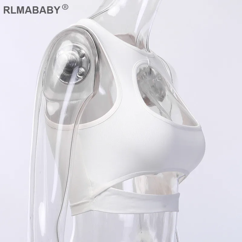 RLMABABY/сексуальный белый короткий топ для женщин Летний Пляжный без рукавов с