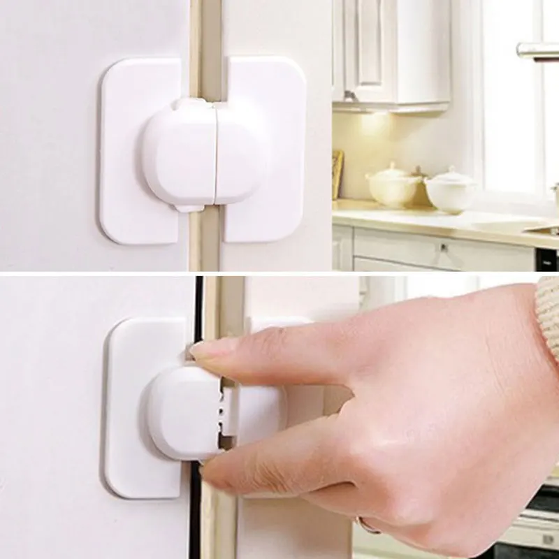 Cerradura de refrigerador de seguridad multifunci&oacute;n para beb&eacute;, bloqueo de seguridad antipellizco para el hogar de ni&ntilde;os, suministros de seguridad para ni&ntilde;os, 3 unids/lote-4
