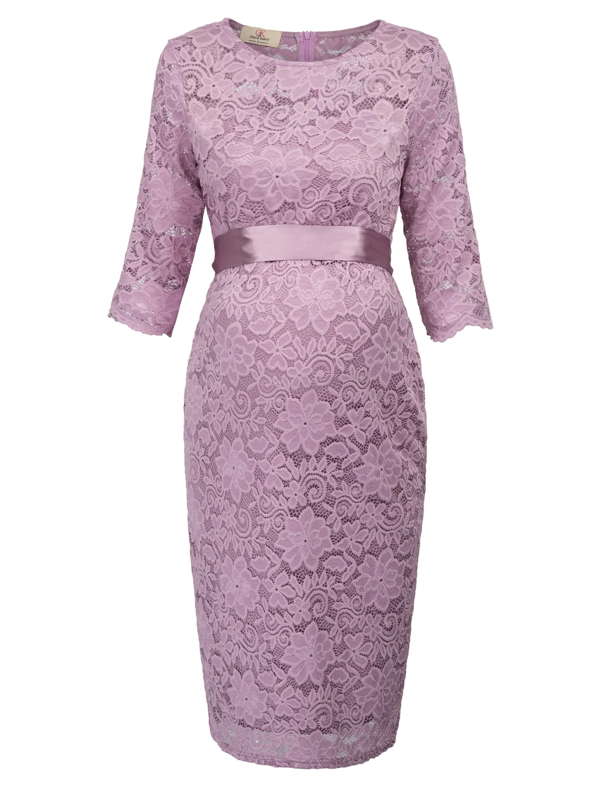 Lilac Винтажное платье-карандаш, сексуальное Клубное платье с круглым вырезом, черное кружевное имитированное платье-двойка, облегающее бедра, половинные рукава, вырез лодочкой - Цвет: Lilac