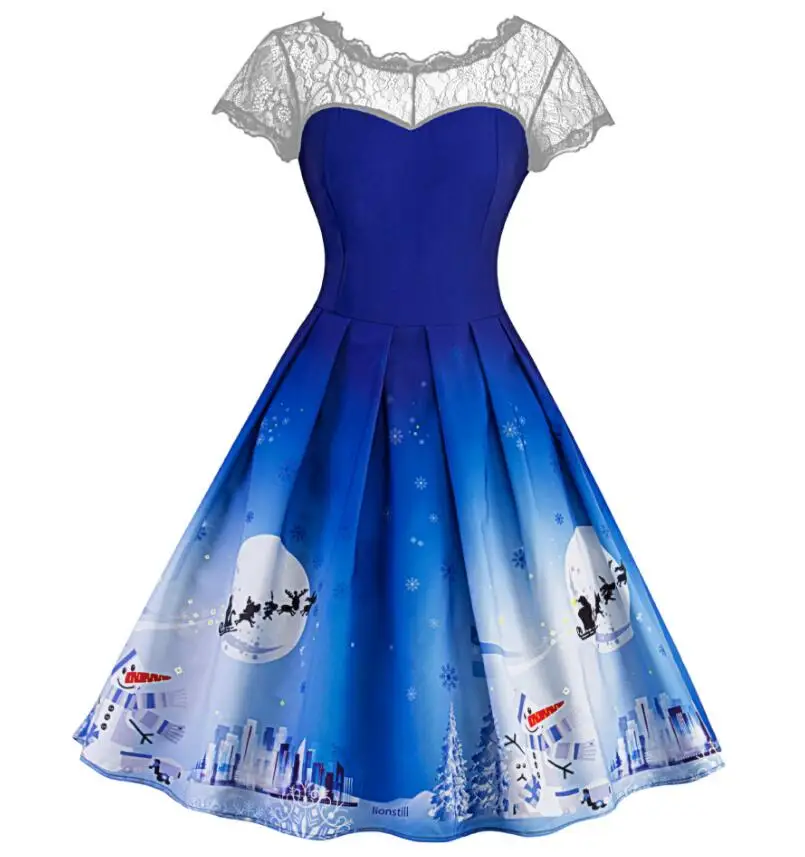 Рождественское платье с принтом снеговика винтажное для женщин рождественское