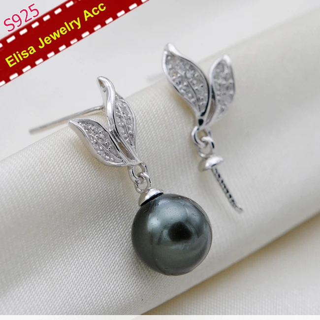Elegant Leaves Pearl Drop Earrings Jewelry Findings S925 Sterling Silver Components Colors 3Paris/Lot | Украшения и аксессуары